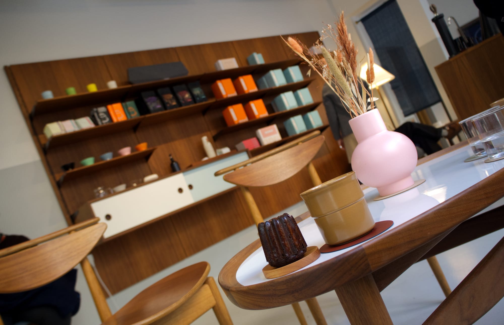 Coffee and a canele at April Coffee in Copenhagen