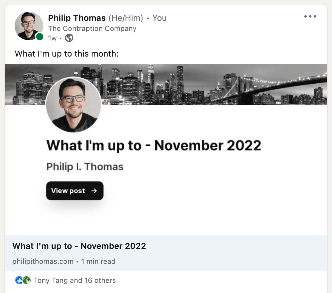 Social sharing of Postcard posts